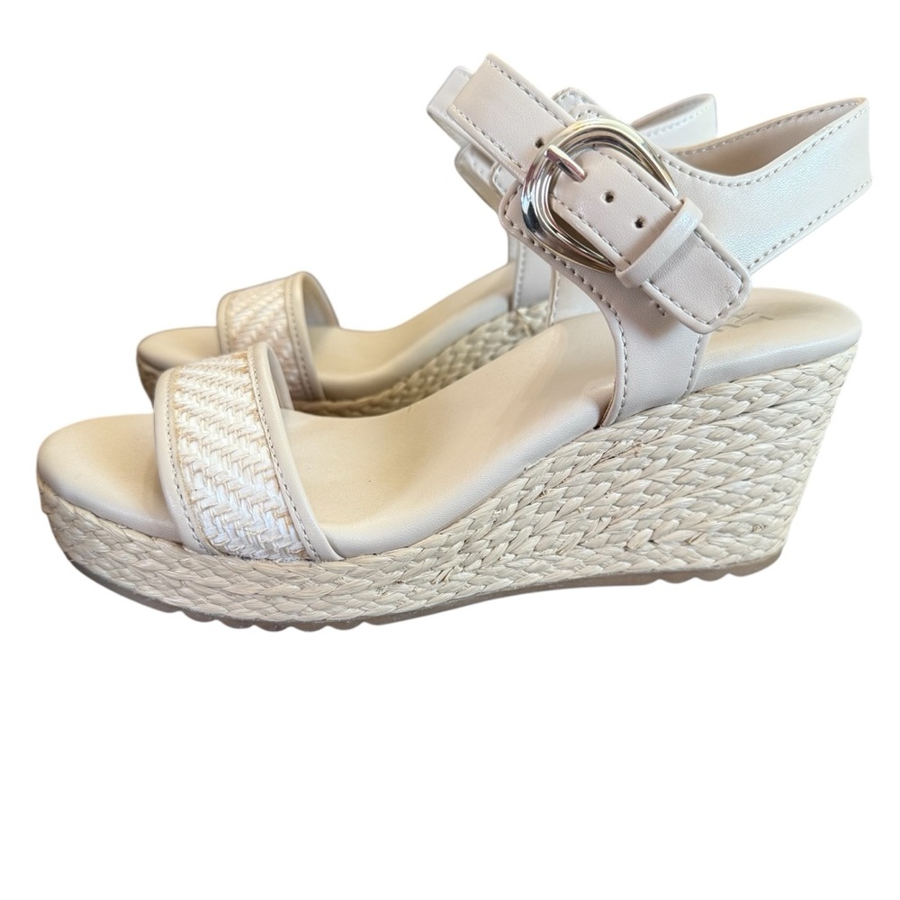 Naturalizer Stella Beige Fabric Espadrille Wedge Size 6 - Picture 6 of 10